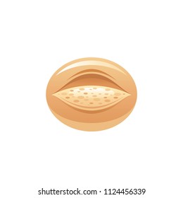 Vector illustration eps10 isolated on white background. Realistic food, drink symbol, 3d bread bun. Cartoon cute bakery icon, flat sign, tasty snack, yummy roll