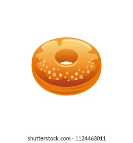 Vector illustration eps10 isolated on white background. Realistic food, drink symbol, 3d cream donut dessert. Cartoon cute bakery icon, flat sign, tasty snack, yummy cookie