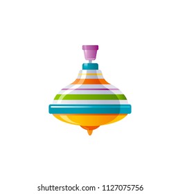 Vector illustration eps10 isolated on white background. Realistic baby toy symbol, fun play childhood concept, 3d colorful plastic top toy. Cartoon cute child toy, cute funny preschool icon, flat sign