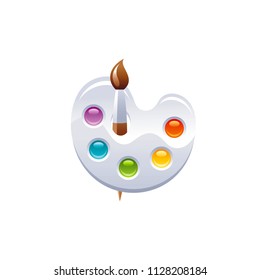 Vector illustration eps10 isolated on white background. Realistic baby toy symbol, fun play childhood concept, 3d painter palette. Cartoon cute child paint toy, cute funny preschool icon, flat sign