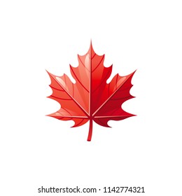 Vector illustration eps10 isolated on white background. Realistic autumn nature symbol, 3d fall holiday concept. Tree leaf red maple cartoon fedtive cute icon. Retro woodland falling leaves flat sign