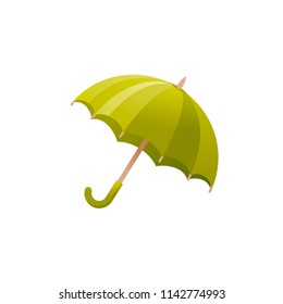 Vector illustration eps10 isolated on white background. Realistic autumn fashion accessory symbol, 3d fall weather concept. Cartoon umbrella cute icon. Rain protection parasol retro flat sign.