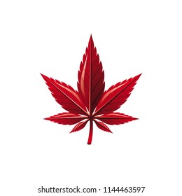 Vector illustration eps10 isolated on white background. Realistic autumn nature symbol, 3d fall holiday concept. Tree leaf red japanese maple cartoon cute icon. Retro woodland falling leaves flat sign