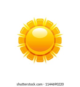 Vector illustration eps10, isolated on white background. Realistic vacation travel symbol, weather season design, 3d elegant hot sun, sunbeam. Cartoon cute sea beach icon, flat sign