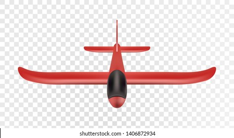 Vector illustration eps10 isolated on transparent background. Red foam airplane, perspective view from the front