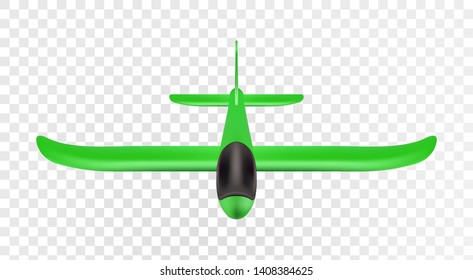 Vector illustration eps10 isolated on transparent background. Green foam airplane, perspective view from the front
