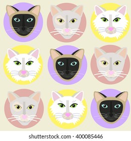 Vector illustration, eps10, pattern, cat head isolated