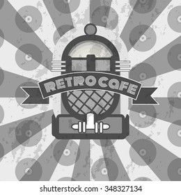 vector illustration EPS10. Retro Poster Cafe. music retro machine 