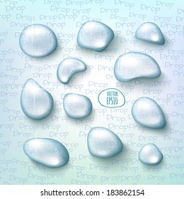 vector illustration. EPS10. A set of transparent water drops.