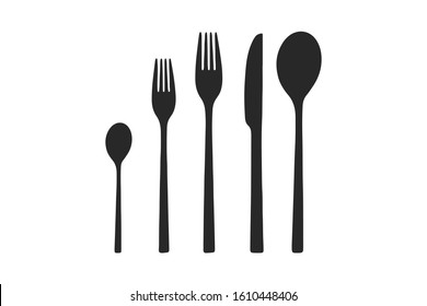 Vector illustration eps10 - small spoon, fork, knife, big spoon. 