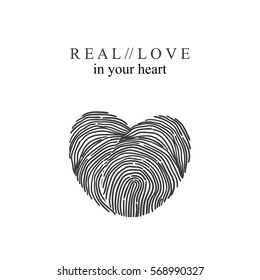  Vector illustration EPS10. Vector Valentines day background with black hearts isolated on white. Backdrop for greeting card, Wedding Invitation ?ard. Fingerprint in heart shape