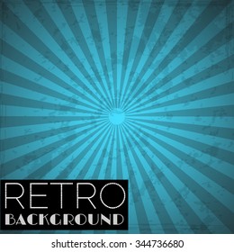 vector illustration EPS10.Blue retro background with rays and grunge effect. (the grunge effects are easy to clean).