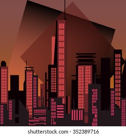 vector illustration EPS10.city design background.Color: red/brown