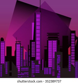 vector illustration EPS10.city design background.Color: pink/purple