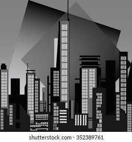 vector illustration EPS10.city design background.Color:black/gray