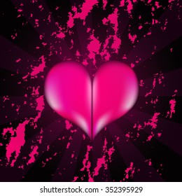 vector illustration EPS10.volumetric bright heart  on abstract background  (the grunge effects are easy to clean)