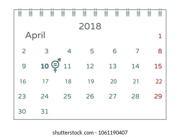 Vector illustration of equal pay day on second tuesday in April. A calendar with the symbol of raising awareness of the gender pay gap. No inequality pay between men and women