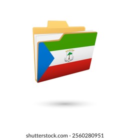 Vector illustration of Equatorial Guinea flag isolated in file folder on white background.