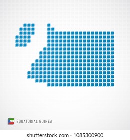 Vector illustration of Equatorial Guinea map dotted basic shape icons and flag