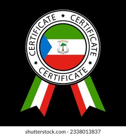 Vector illustration of Equatorial Guinea ribbon certificate on black background.