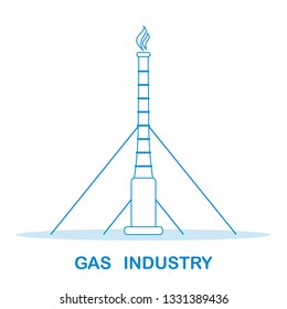 Vector illustration with equipment for gas production. Gas industry. Drilling gas rig.