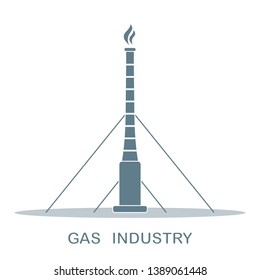 Vector illustration with equipment for gas production. Gas industry. Drilling gas rig.
