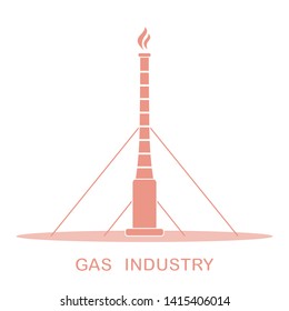 Vector illustration with equipment for gas production. Gas industry. Drilling gas rig.