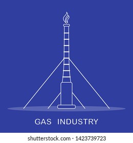 Vector illustration with equipment for gas production. Gas industry. Drilling gas rig.