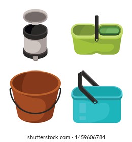 Vector illustration of equipment and housework icon. Collection of equipment and clean stock symbol for web.