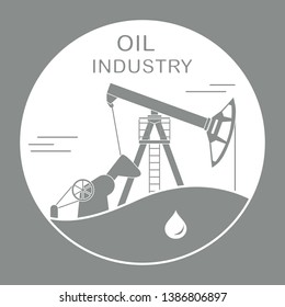 Vector illustration with equipment for oil production. Oil industry. Working oil pump.