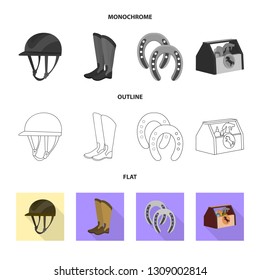 Vector illustration of equipment and riding icon. Collection of equipment and competition vector icon for stock.