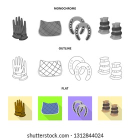 Vector illustration of equipment and riding icon. Set of equipment and competition stock symbol for web.