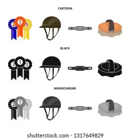 Vector illustration of equipment and riding icon. Set of equipment and competition stock vector illustration.