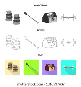 Vector illustration of equipment and riding icon. Set of equipment and competition stock vector illustration.