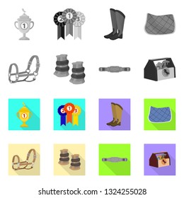 Vector illustration of equipment and riding icon. Collection of equipment and competition vector icon for stock.