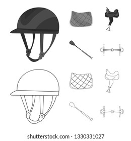 Vector illustration of equipment and riding icon. Set of equipment and competition vector icon for stock.