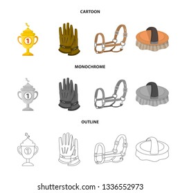 Vector illustration of equipment and riding icon. Collection of equipment and competition stock vector illustration.