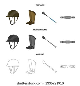 Vector illustration of equipment and riding icon. Set of equipment and competition stock vector illustration.