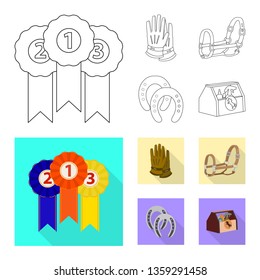 Vector illustration of equipment and riding icon. Set of equipment and competition vector icon for stock.