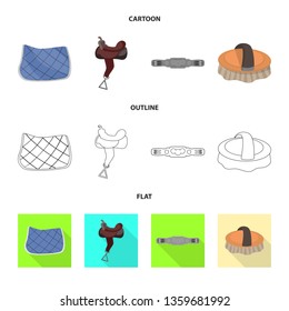 Vector illustration of equipment and riding icon. Set of equipment and competition stock symbol for web.