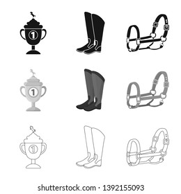 Vector illustration of equipment and riding icon. Collection of equipment and competition stock symbol for web.