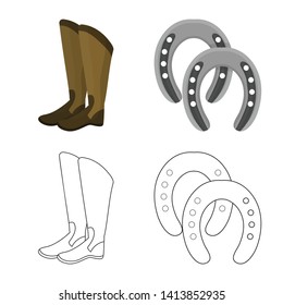 Vector illustration of equipment and riding icon. Set of equipment and competition stock vector illustration.