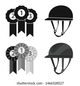 Vector illustration of equipment and riding icon. Collection of equipment and competition stock symbol for web.