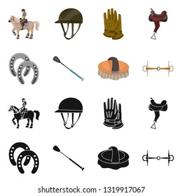 Vector illustration of equipment and riding logo. Collection of equipment and competition stock symbol for web.