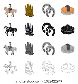 Vector illustration of equipment and riding logo. Set of equipment and competition stock symbol for web.