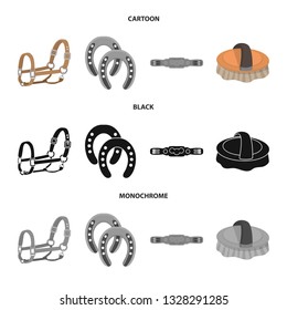 Vector illustration of equipment and riding logo. Set of equipment and competition stock symbol for web.