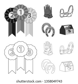 Vector illustration of equipment and riding logo. Set of equipment and competition vector icon for stock.