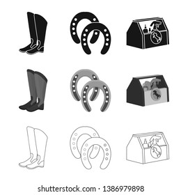 Vector illustration of equipment and riding logo. Set of equipment and competition vector icon for stock.