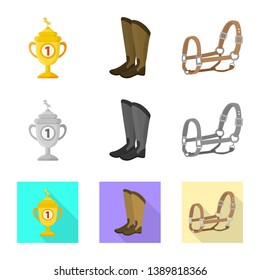 Vector illustration of equipment and riding logo. Set of equipment and competition stock vector illustration.