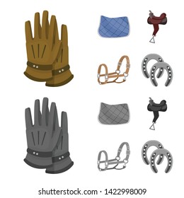 Vector illustration of equipment and riding logo. Collection of equipment and competition stock symbol for web.